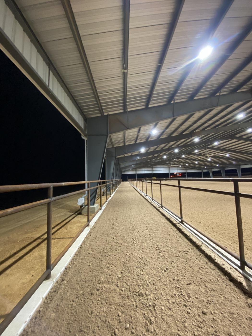 Long alley along the arena rail with fresh footing